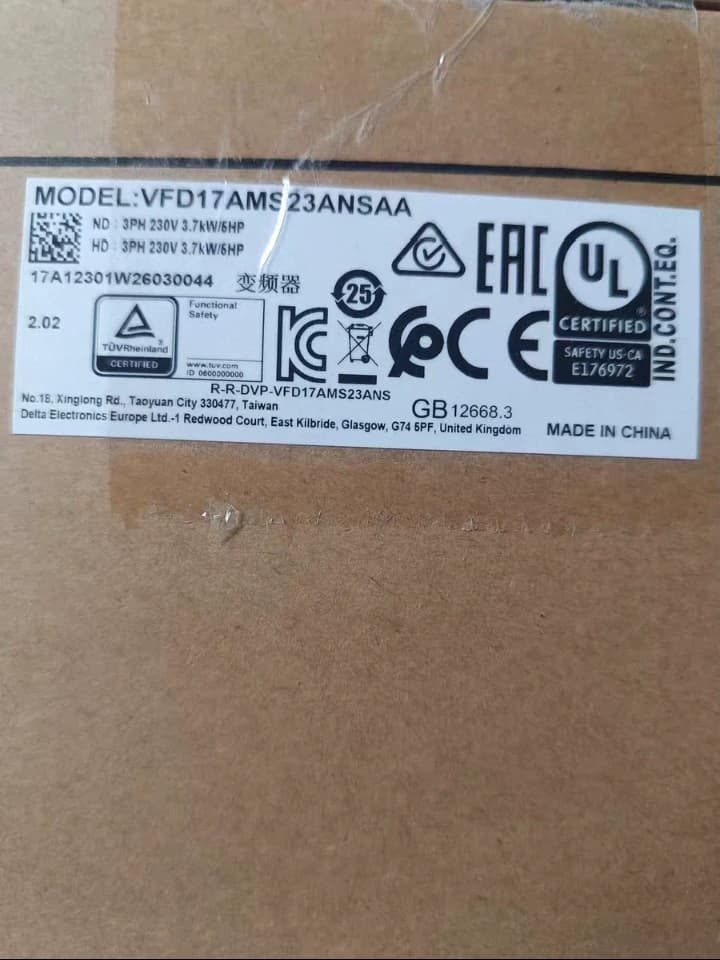 100% nuevo original y genuino Delta VFD17AMS23ANSAA 3.7KW trifásico 220V convertidores de frecuencia servomotor