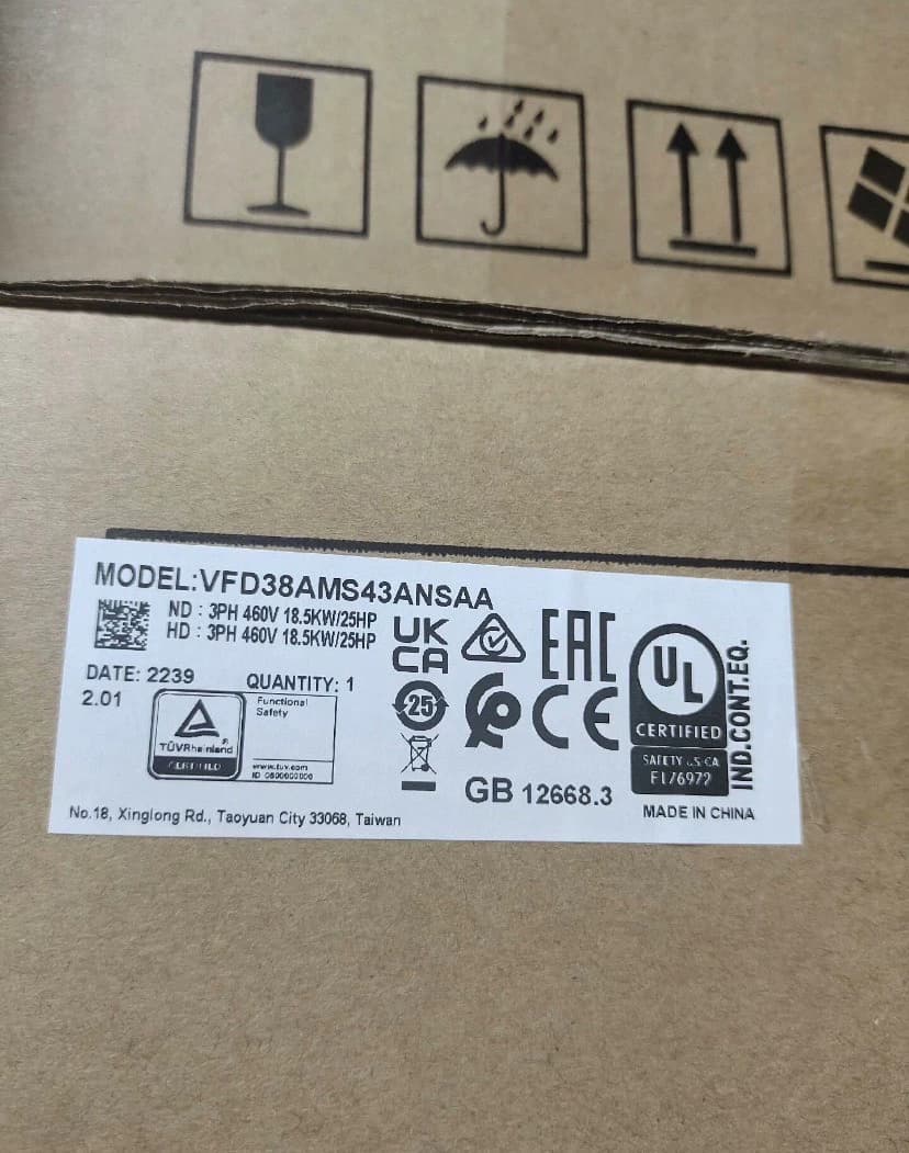 100% nuevo original y genuino Delta VFD38AMS43ANSAA 380V/18.5KW Convertidores de frecuencia Servomotor