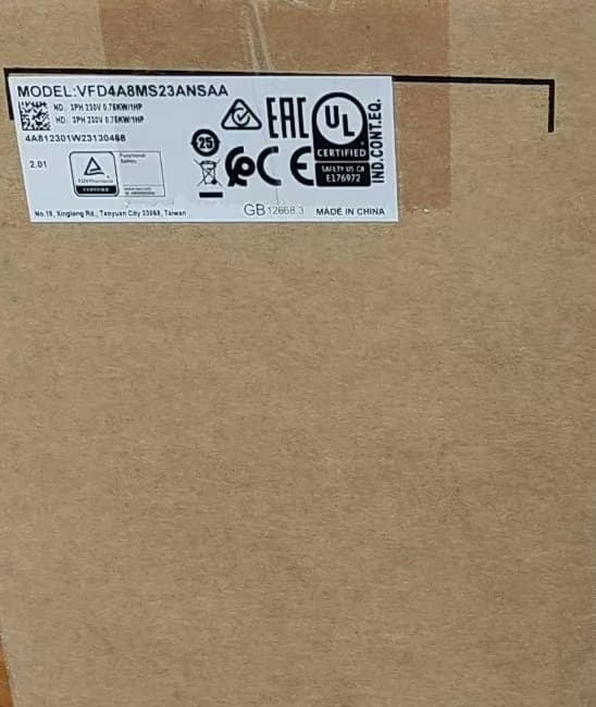 100% nuevo original y genuino Delta VFD4A8MS23ANSAA 0.75KW trifásico 220V convertidores de frecuencia servomotor