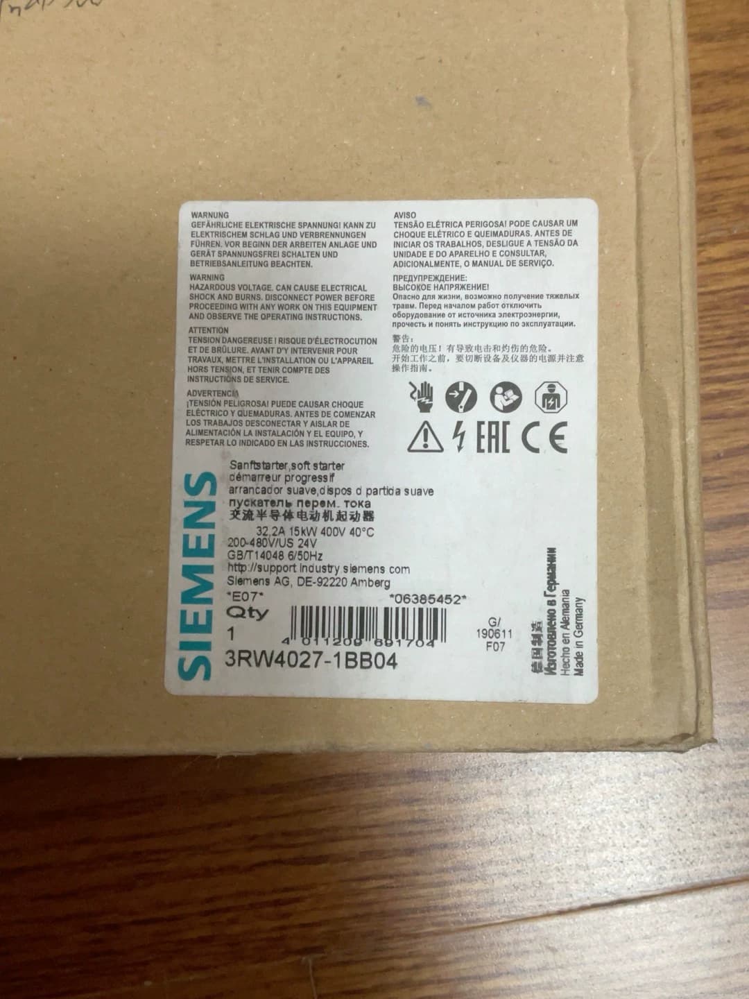 Arrancador suave Siemens 3RW4027-1BB04 nuevo, genuino y directo de fábrica ARRANCADOR SUAVE SIRIUS