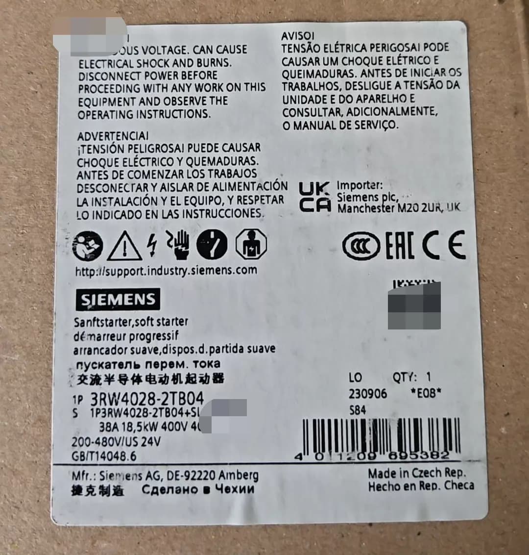 Arrancador suave Siemens 3RW4028-2TB04 nuevo, genuino y directo de fábrica ARRANCADOR SUAVE SIRIUS