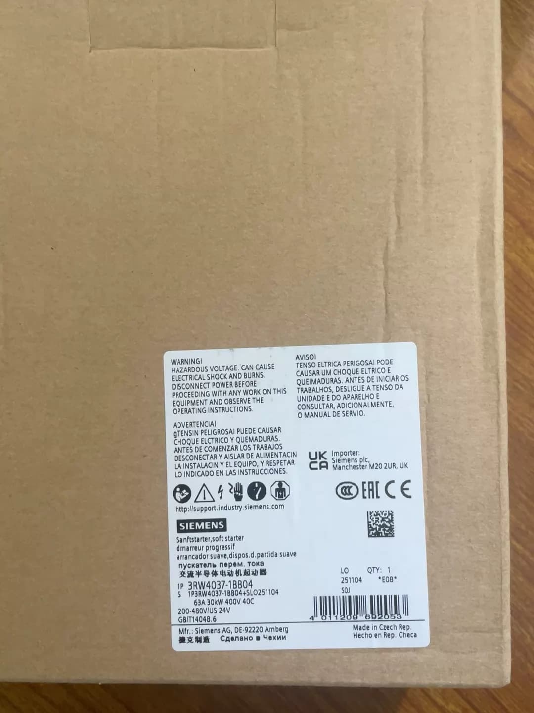 Arrancador suave Siemens 3RW4037-1BB04 nuevo, genuino y directo de fábrica ARRANCADOR SUAVE SIRIUS