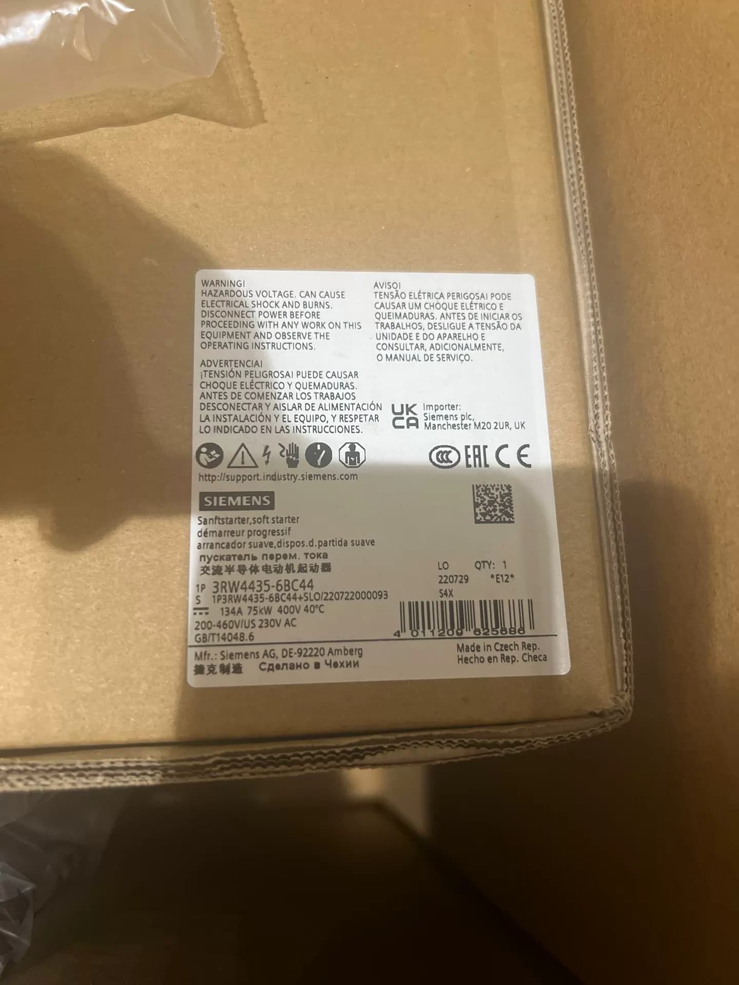 Arrancador suave Siemens 3RW4435-6BC44 nuevo, genuino y directo de fábrica ARRANCADOR SUAVE SIRIUS