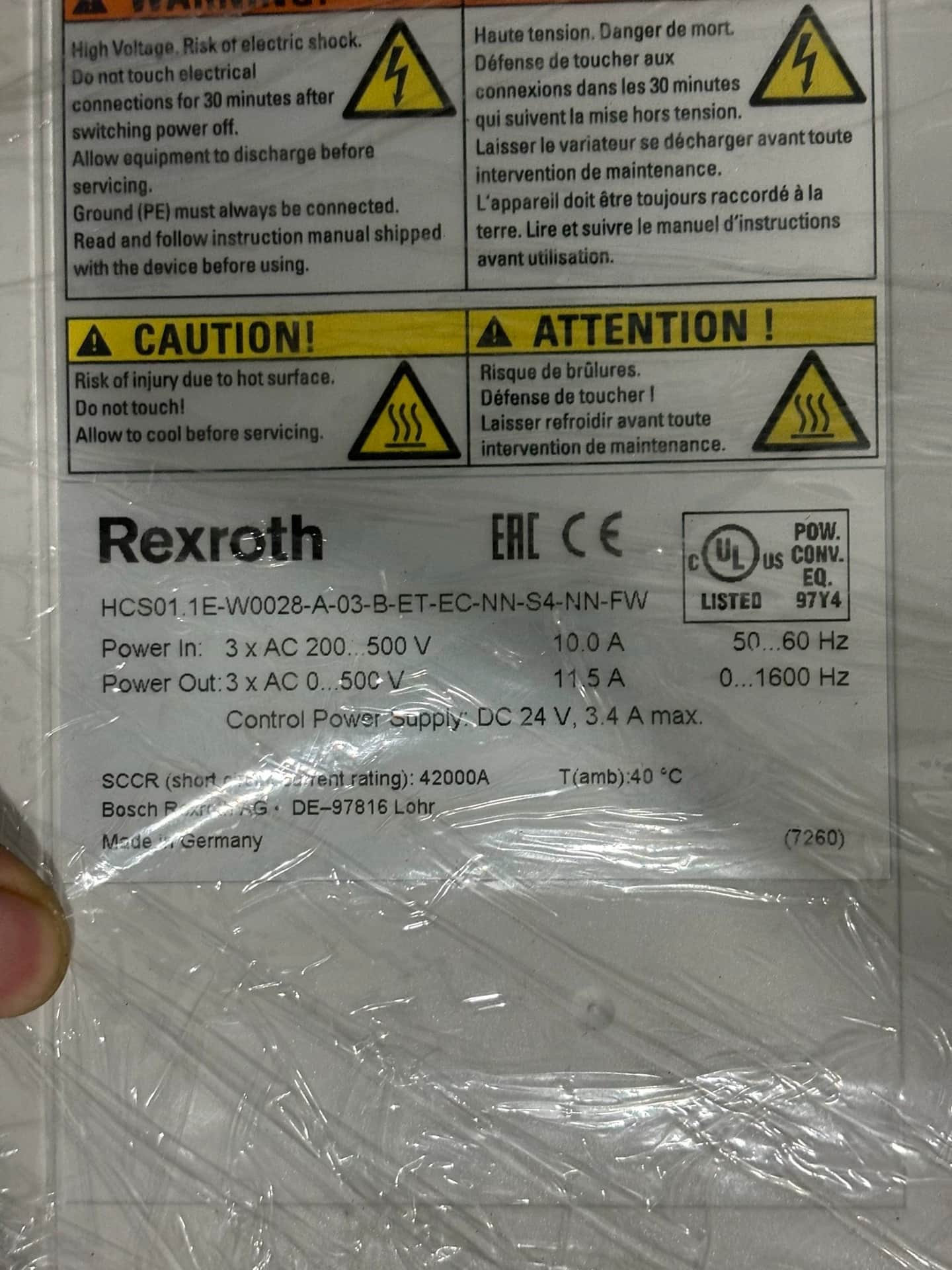 Nuevo servomotor Original Bosch Rexroth HCS01.1E-W0028-A-03-B-ET-EC-NN-S4-NN-FW servomotor envío rápido